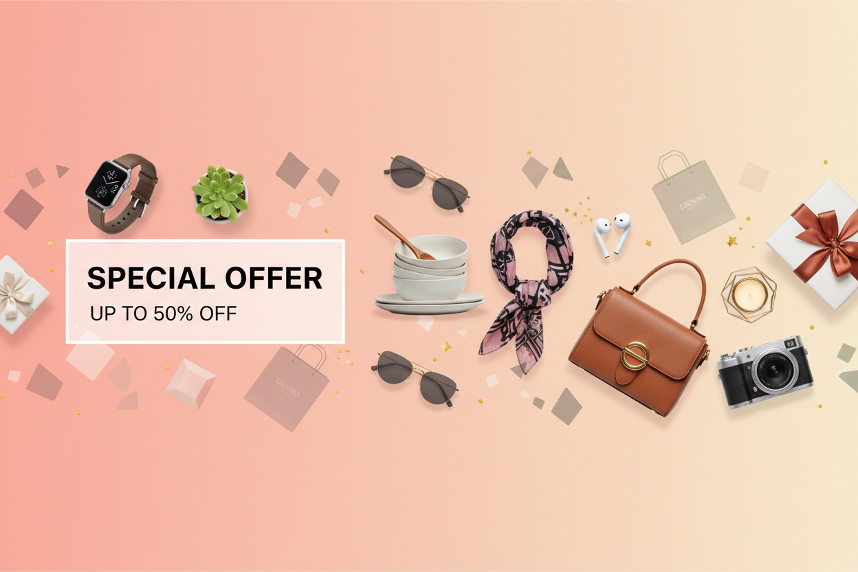 now generate another beautiful image for hero slide section for ecommerce website that sells everything with offer contents. 16:9 ration